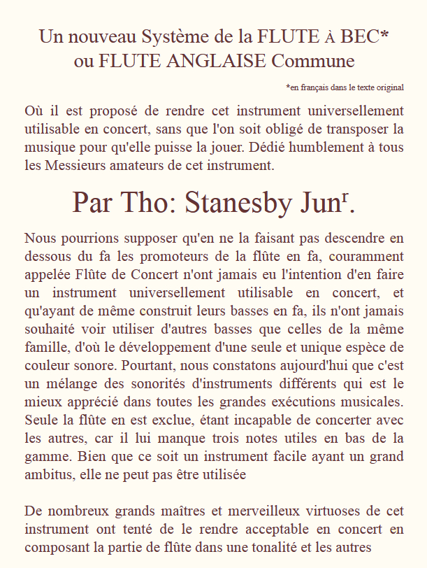 texte de Stanesby page 1