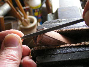 cutting the chamfer with a file